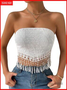 Boho Crop Tube Top Floral Tie Back Bandana Crop Tops